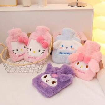 Sanrio Sanrio 1 Piece Hello Kitty Plush Hot Water Bottle-500ml/1000ml, Cartoon KT Cat Hand Warmer, Attractive Student Insulation Bag, Comfortable Heating Pad, Suitable For Autumn/Winter Thick, Explosion-Proof Hand Warmer, Perfect Party Supplies, Party Gifts