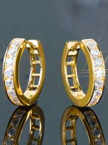 1 Paar klassische 925 Sterling Silber Ohrringe mit kubischem Zirkonia, Hochzeits- und Jahrestags-Ohrschmuck für Frauen, hochwertiger Schmuck