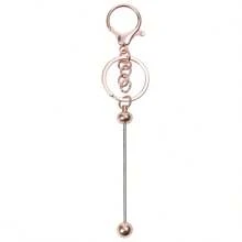 6pcs Rose Gold Beaded Keychain/Metal Pendant/DIY Craft Jewelry/Holiday Gift - Rose Gold - View 4