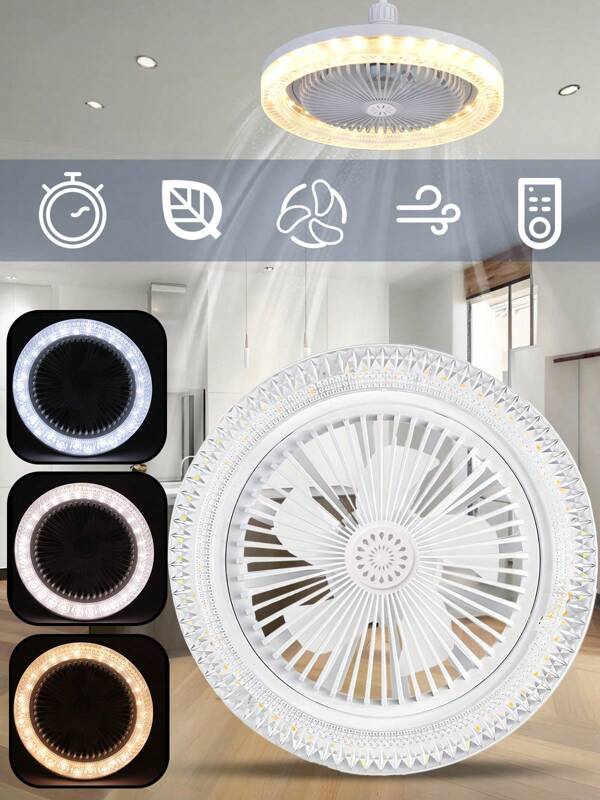 1 pezzo/2 pezzi Ventilatore da soffitto a LED con luce, luce a soffitto E27 dimmerabile con ventilatore e telecomando, ventilatore con luce bianca, adatto per sala, camera da letto, camera dei bambini