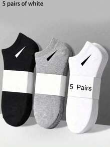 1/5/15 pares de calcetines cortos para mujer/hombre, versátiles y sencillos para uso diario, transpirables, en blanco/negro/gris, para uso cotidiano