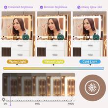 New Dresser For Summer, Dresser With Mirror And Bulb, Dresser With Multiple Drawers And Storage Shelves, Makeup Table, Dresser With 3 Color Modes And Adjustable Brightness, Bedroom, Large HD Mirror, Mirror And Jewelry Organizer, Gifts For Women - trắng - Xem 7
