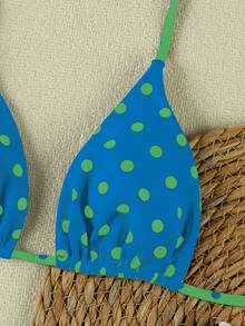 情人节性感女士波点印花挂脖比基尼套装