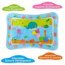 1 件超大号充气水上游戏垫，适合青少年和青少年 - 彩色水下场景，配有漂浮玩具，促进运动和感官发育，是送给男孩和女孩的完美礼物