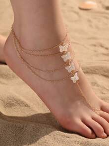 1 件时尚简约蝴蝶装饰女式脚链