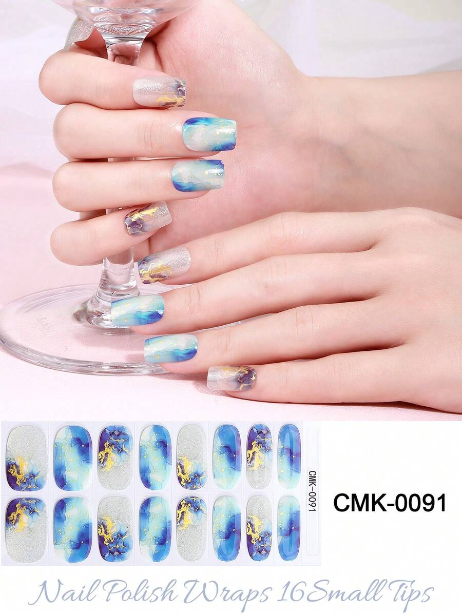 Semi Cured Gel Nail Strips , Jelly Beige, 16 Pcs Gel Nail Wraps, Stickers, UV Light Required, Salon Quality, Long Lasting