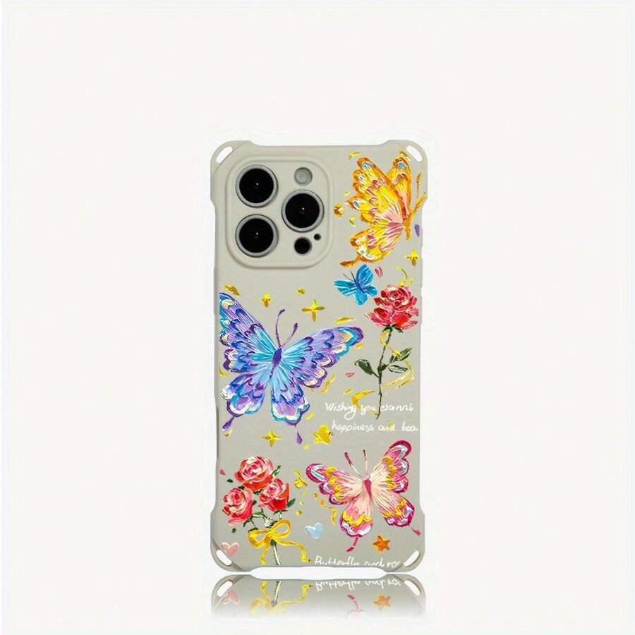 Funda para teléfono 1 pieza El diseño del patrón de pintura al óleo tiene cuatro esquinas que se pueden usar para colgar la funda del teléfono S. Es adecuado 16 Plus 12 Pro 14 13 15 Fundas blandas impresas de TPU - Colores mixtos 3 - Ver 1