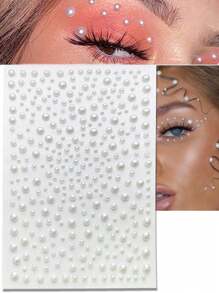 3 feuilles Autocollants de bijoux faux perles 3D, autocollants de strass autoadhésifs, décoration de perles factices, accessoires décoratifs DIY pour cheveux, décoration d'Halloween