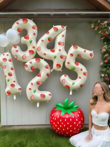 Creamy White Number Strawberry Sticker