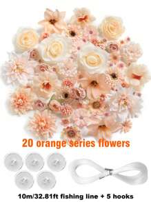 1pc Monochrome Series Floating Artificial Flowers Curtain, Creative Photography Prop, Indoor Outdoor Floral Decor, Plastic Fake Flower Petals Waterfall, Romantic Wedding Backdrop, 3-10cm Random Size, Decoration Material Pack