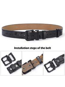 BISON DENIM حزام رجالي جلد أصلي كامل الحبة مطبوع بطباعة عتيقة ، أسلوب غربي كاجوال كاوبوي ، هدية عيد