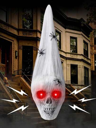 万圣节户外骷髅装饰，万圣节挂饰骷髅鬼装饰LED红眼蜘蛛万圣节派对鬼屋道具庭院室内户外装饰