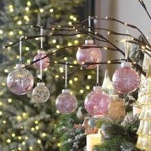 10 Pcs Clear Christmas Ball Ornaments, Champagne Gold Shatterproof Decorative Hanging Ball Ornament With Stuffed Delicate Decorations, Xmas Tree Balls For Christmas Holiday Party