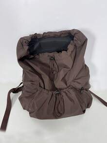 JIANSHANGGUSHI 2026 New Drawstring Pleated Casual Backpack, Large Capacity, Practical For Students, , Water-Resistant Nylon, Multiple Colors Available, Back To School - Coffee - View 7