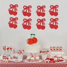 بنر "هي الكرز على القمة" لديكور حفلة عروس الأحبة، ديكور حفل استحمام الطفل ذو موضوع الكرز، إمدادات ديكور الحزب باللون الأحمر اللامع