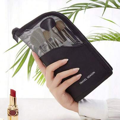 Travel Makeup Brush Bag Pencil Case, 1Pc Lightweight Multifunctional Waterproof Cosmetic Organizer Handbag Bath Shower Wallet Pouch Portable Cosmetics Brush Storage Clutch With Zipper Closure For Lipstick, Brush, Skincare, Mobile Phone Small Makeup Pouch, Christmas Gifts, Pouch, Gifts Pouch / Small Handbag, Makeup Organizer, Mini Pouch, Large Capacity Pouch, Gifts Christmas Gift Ideas For Women,Pouch,Makeup Pouch,Travel Essential