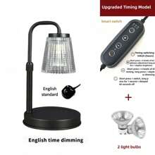 سخان شمع كهربائي بلون أسود قابل للخفت يعمل بموقت، يشتمل على 2 مصباح GU10، مع تعيين موقت لمدة 2 ساعة/4 ساعة/8 ساعات، مناسب لتسخين شمع البرطمان، هدية مثالية لعيد الميلاد وعيد الأم واحتفالات المنزل الجديد