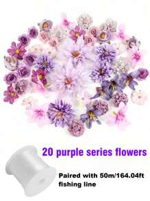 1pc Monochrome Series Floating Artificial Flowers Curtain, Creative Photography Prop, Indoor Outdoor Floral Decor, Plastic Fake Flower Petals Waterfall, Romantic Wedding Backdrop, 3-10cm Random Size, Decoration Material Pack