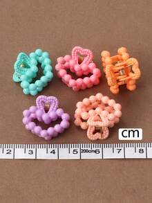 20pcs Colorful Mini Beaded Heart Hair Clips, Cute & Sweet, Gentle On Hair, Versatile Bangs & Side Hair Clips, Hair Accessories - Multicolor - View 4