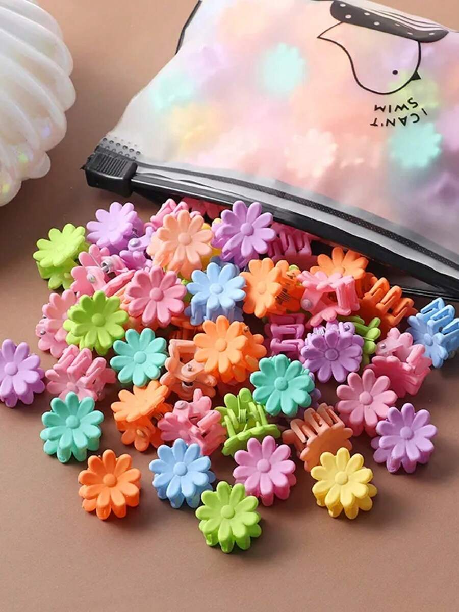20pcs Colorful Mini Daisy Hair Clips, Cute & Sweet Bangs Clips, Gentle On Hair, Versatile Accessories For Women - Multicolor - View 1