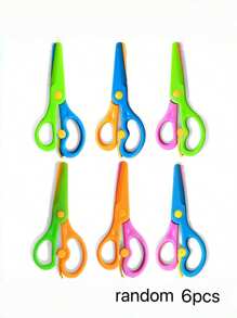 6pcs Kids Scissors, Craft Scissors For Beginners, Plastic Blade Student Art Scissors, Portable DIY Art Supplies, Random Color, Children Craft Scissors, Back To School Stationery