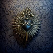 1 pezzo Decorazione da parete a forma di cuore sacro gotico - Decorazione domestica religiosa con bagliore dorato, ornamento appeso in resina cattolico, adatto per chiesa, soggiorno, Natale, Pasqua, Ognissanti, matrimonio - Elegante regalo decorativo per la chiesa (Nessuna elettricità necessaria), realizzato con cura, scelta perfetta per il Ringraziamento