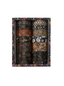 12 卷/盒，复古风景和纸胶带，创意花卉山鹤印花设计贴纸卷，剪贴簿和礼品包装装饰 DIY 遮蔽胶带 返校 - 彩色 - 查看 24