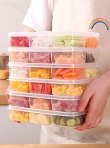 1/5pcs Food Prep Storage Container - 6 Compartment Reusable Bento Lunch Box, Suitable For Home, School, Work And Travel, Food Container, Snack Container, Adult Portion Control Bento Box, Fruit Serving Tray
