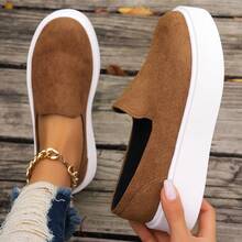 Giày lười đế tròn đế dày thời trang giản dị mới 2024 dành cho nữ, giày bệt đế mềm thời trang - màu nâu - Xem 4