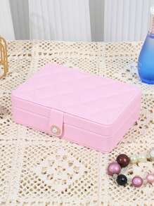 Organizador de joyas portátil pequeño y cuadrado de PU premium, estuche de almacenamiento de accesorios de viaje para aretes, collares, pulseras, anillos, lápices labiales, compañero de viaje perfecto, artículos esenciales de viaje, bolsa de viaje, vacaciones, regreso a la escuela, caja de joyería