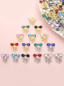 10pcs Gorgeous Rhinestones Inlay Tassel Bow Charms Princess Style Necklace, Bracelet, Earrings & Clothing Decorations DIY Light Luxury And Unique Design Delicate Sparkling Bowknot Pendants - Perfect Gift For Girlfriend & BFF Friends, Suitable For Banquet & Party