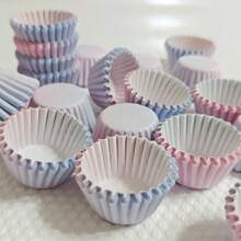 迷你蛋糕纸杯蛋糕衬垫、烘焙纸杯蛋糕杯、一次性烘焙模具 - 粉紅 藍漸層色 - 查看 7