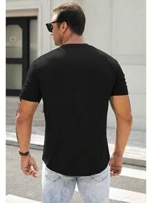 Men's Muscle Slim Henley Shirts Crewneck Longline-Shirt Gym Workout Athletic Shirt Tees With ButtonA Valentine's Day DHUB - Gói-đen/xanh - Xem 5