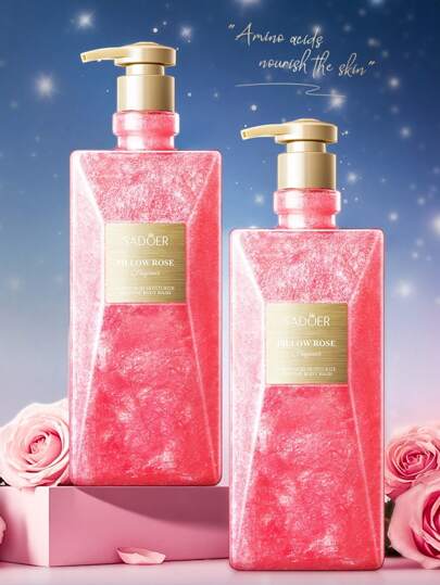 500ml Amino Acid Moisturizing Perfumed Body Wash, Deep Cleanse For Back Acne, Long Lasting Fragrance, Whitening And Nourishing, Leaves Skin Smooth And Glowing, Suitable For Both Men And Women, Rose/Arctic Ocean Scent