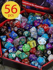 8 x 7 (56 Stücke) - D&D Würfelset, Polywürfel für RPG MTG Rollenspiele, Tischspiele, Mysteriöses Würfelset, 10-seitige Würfel, tolles Geschenk für Halloween, Weihnachten, Überraschungstüte mit Würfeln, verschiedene Stile, zufällige D&D Würfel, geeignet für RPG MTG Rollenspiele, Brettspiele, perfektes Geschenk für Valentinstag und andere Feiertage sowie Geburtstage voller Überraschungen - Verschiedenfarbig - Übersicht 2