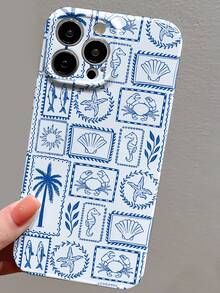 1个少女粉色海洋元素海星贝壳几何设计镂空亮面硬壳手机壳，兼容 11/12/13/14/15/16 Pro Max，防水防震防摔防刮，国际版，非国内版 - 彩色 - 查看 4