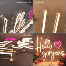 客製化霓虹燈名牌，兒童 LED 霓虹燈，個性化禮物，臥室裝飾，USB LED 燈，生日禮物，嬰兒房裝飾，兒童房裝飾，父親節，畢業，婚禮裝飾，喬遷之喜，牆面裝飾，美感房間，居家聖域 - 彩色 - 查看 8