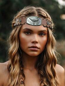 1 件波西米亚风格皮革和金属绳头带发饰，学校用品，学院，头带 - 彩色 - 查看 10