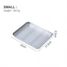 2pcs Stainless Steel Baking Tray With Rack Set, Cookie Sheet, Thickened Edges, Heavy Duty, Anti-Rust, Easy To Clean, Oven Friendly, For Home Baking, Outdoor Picnics, Camping, Suitable As Christmas Gifts, Graduation Party Supplies - Multicolor - View 14