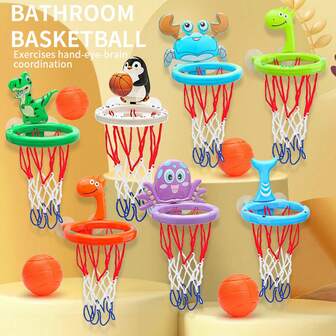 Juguetes De Baño Para Niños, Canasta De Básquetbol Para Bañera Para Niños Pequeños, Niños Y Niñas Con Un Conjunto De 3 Pelotas Blandas Y Ventosa Fuerte, Juego De Disparos En La Bañera Y Divertidos Juguetes Para Bañera Para Niños O Niñas