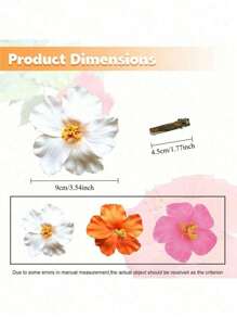 3 件芙蓉花夏威夷派对夏日派对 DIY 装饰人造花草裙舞女孩头饰花（白色）、爪夹、发夹、发夹、发夹、发夹、学校用品 - 彩色 - 查看 3