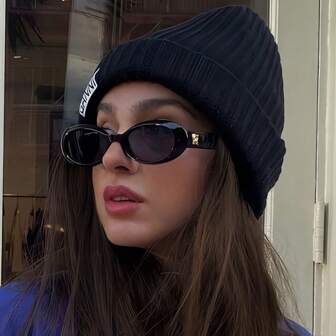 1pc Oval Shaped Fashionable Vintage Style Fashion Glasses For Women, Suitable For Travel, Vacation And Beach