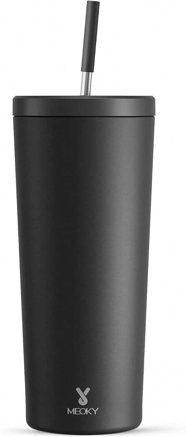 24 Oz Insulated Tumbler With Lid And Straw, Stainless Steel Vacuum Insulated Tumbler, Keeps Cold For 24 Hours, 100% Leak Proof, Fits In Car Cup Holder (Kiss) - Night - 查看 1