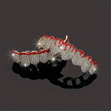 Joyería dental de hip hop unisex, Grillz de dientes con baño en oro de 14K y circonitas cúbicas, Dientes brillantes para raperos - Joyería dental de moda. - Ver 4