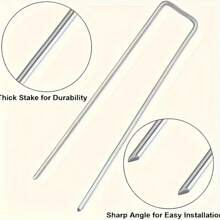 50pcs U-Shaped Garden Stakes, Heavy Duty Metal Landscape Fabric Ties, For Securing Barriers, Ground Covers, Fences And Artificial Turf - Ideal For Gardening And Landscaping Projects!