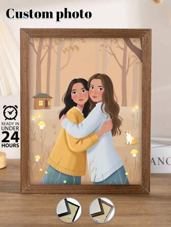 1 pieza, marco opcional, pintura en lienzo personalizada, ilustración minimalista de retrato digital sin rostro, regalos artísticos personalizados, impresión HD, conservación de recuerdos, guardando momentos hermosos, fiesta de cumpleaños, aniversario, regalo de arte único y perfecto