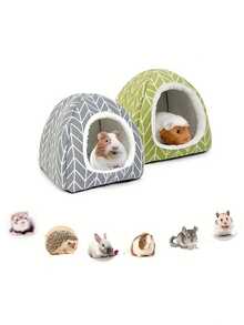 1pc Comfortable Polyester Guinea Pig Hideaway Bed - Small Pet Cave, Suitable For Rabbits, Hedgehogs, Ferrets, And Small Animals - Indoor Rabbit Hutch Accessory - Grey - View 2