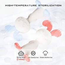 婴儿出牙玩具硅胶兔子牙胶可安全咀嚼和煮沸，防止手到嘴，4-6 个月出牙玩具，牙胶出牙玩具，出牙缓解婴儿，0-1 个月 - 1件 - 查看 6