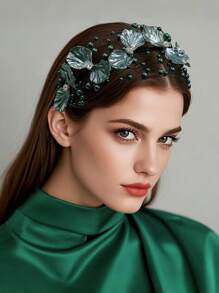 1pc Green Crystal Flower Headband ​Lightweight Party Hair Band Festival Boho Hair Accessories Clean Girl Accs Women Hats A187