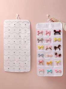 1pc Kids Hair Accessories Storage Bag, Cute Style Children Hair Clips, Hair Ties, Headbands Organizer With 18 Compartments